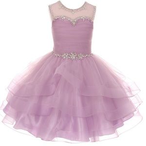 Girls Beautiful Crystal Embellished Lilac Formal Dress